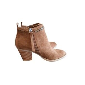 NEW DV8 Dolce Vita Size 6.5 Jace Whipstitch Booties Brown Faux Suede 2.75" Heel